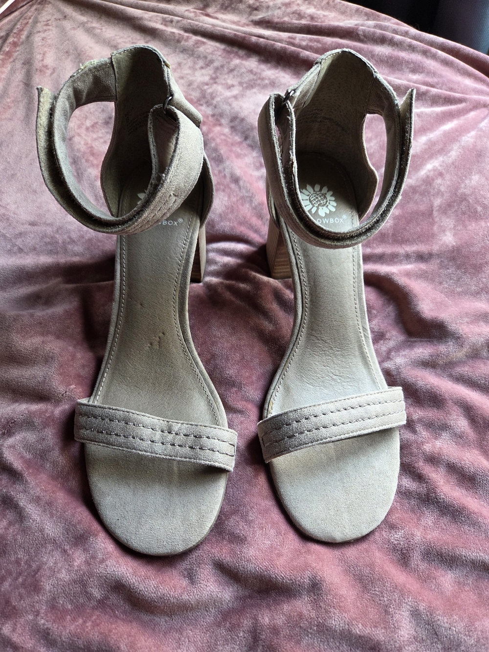 Yellow Box Tan Suede Ankle Strap Sandals Featuring A Block Heel - 8